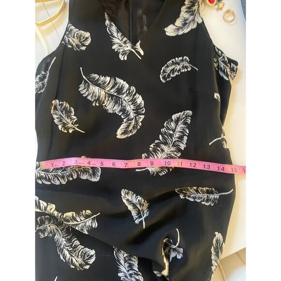 Vintage 90s 100% Silk Midi Length Dress Black + Feathers SMALL - Picture 9 of 9